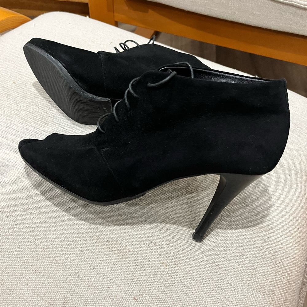 J Crew peep toe suede lace up heels